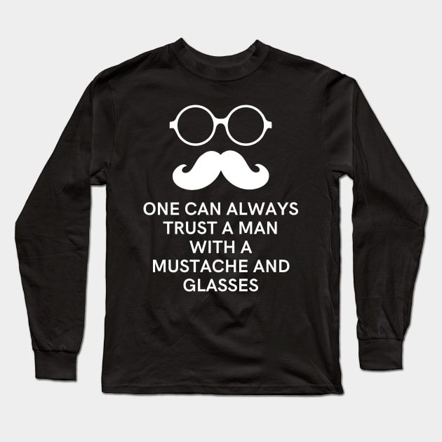Man with mustache and glasses Long Sleeve T-Shirt by JettDes